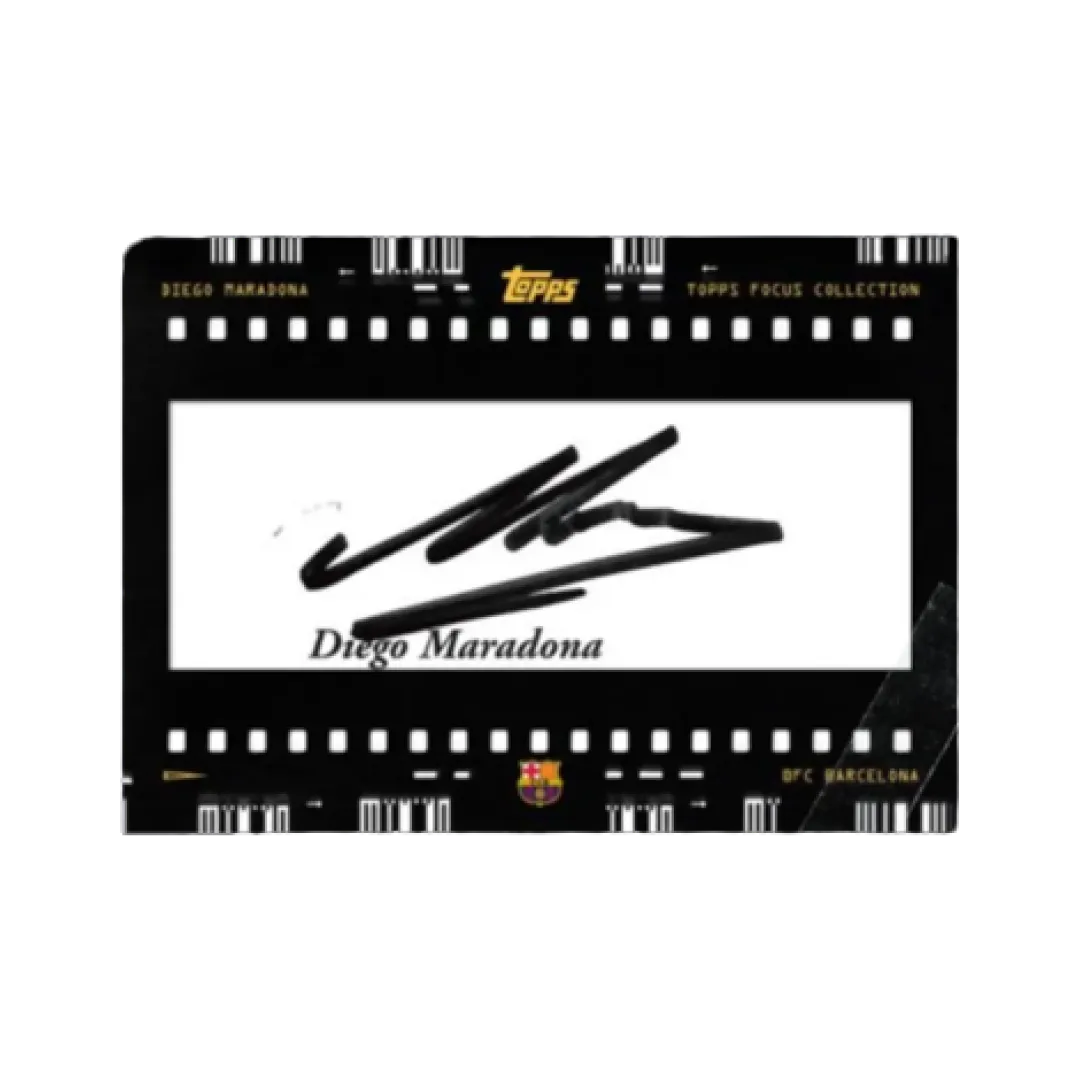Carta Collezionabile autografata di Diego Maradona del Box Focus Barcelona per Topps