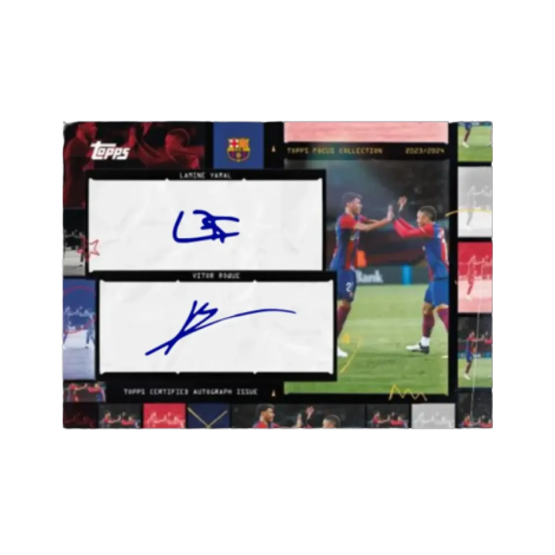 Carta Collezionabile di Yamal e Piqué del Box Focus Barcelona per Topps