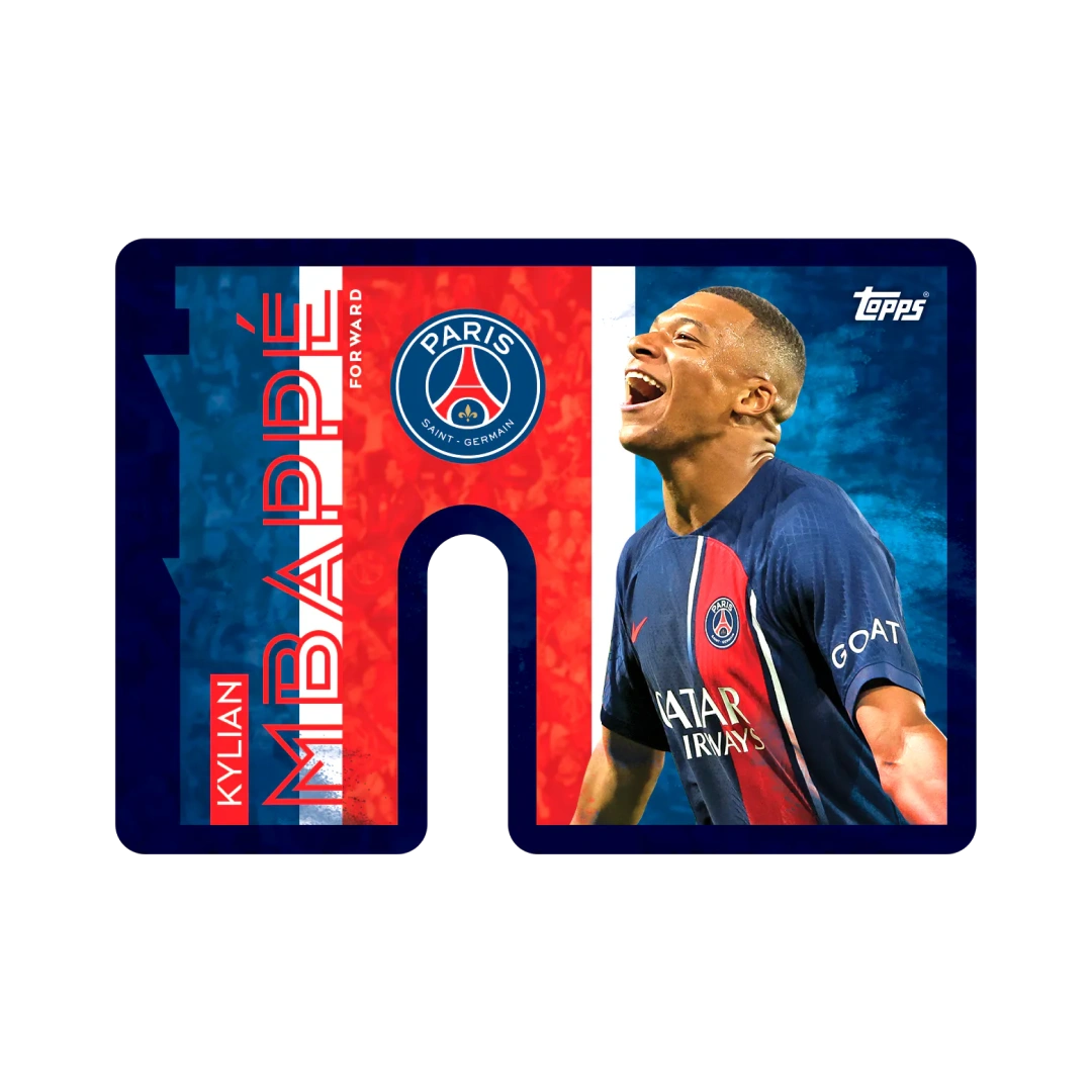 Carta sagomata Topps di Kylian Mbappé del Paris Saint-Germain