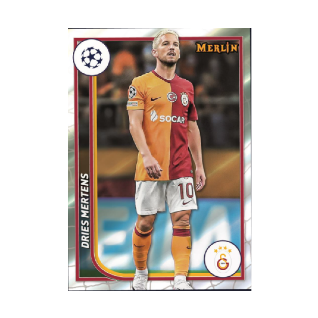 Carta Chrome Merlin di Dries Mertens in divisa del Galatasaray, parte della serie Champions League
