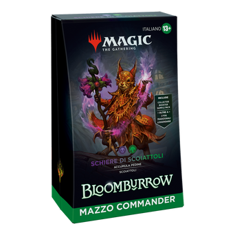 Vista angolare del Mazzo Commander Schiere di Scoiattoli di Bloomburrow per Magic: The Gathering.