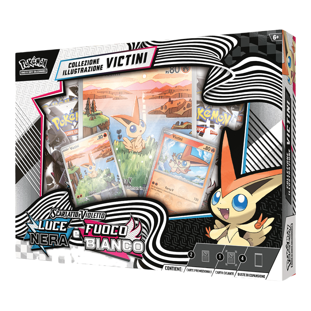 Pokémon Collezione Illustrazione Victini Luce Nera & Fuoco Bianco edizione italiana