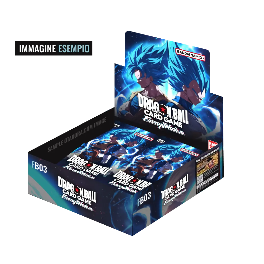 Il Box FB03 da 24 Bustine del set Fusion World 03 di Dragon Ball Super Card Game in lingua inglese