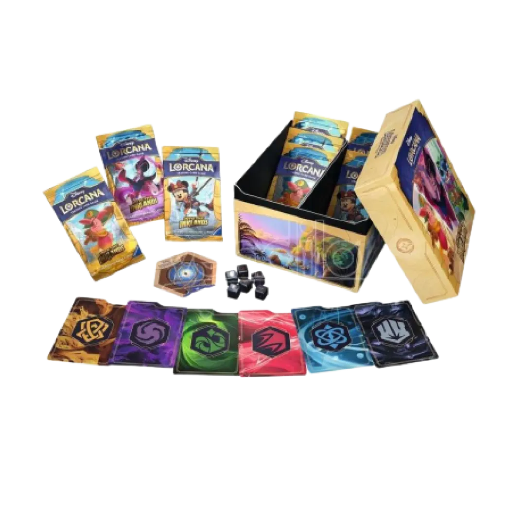 8 Booster Pack 6 Dadi da gioco e 2 portamazzi Illumineer Trove Lorcana TCG