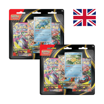 Two Pokémon Mega Evolution blister packs featuring Golduck and Psyduck cards.
