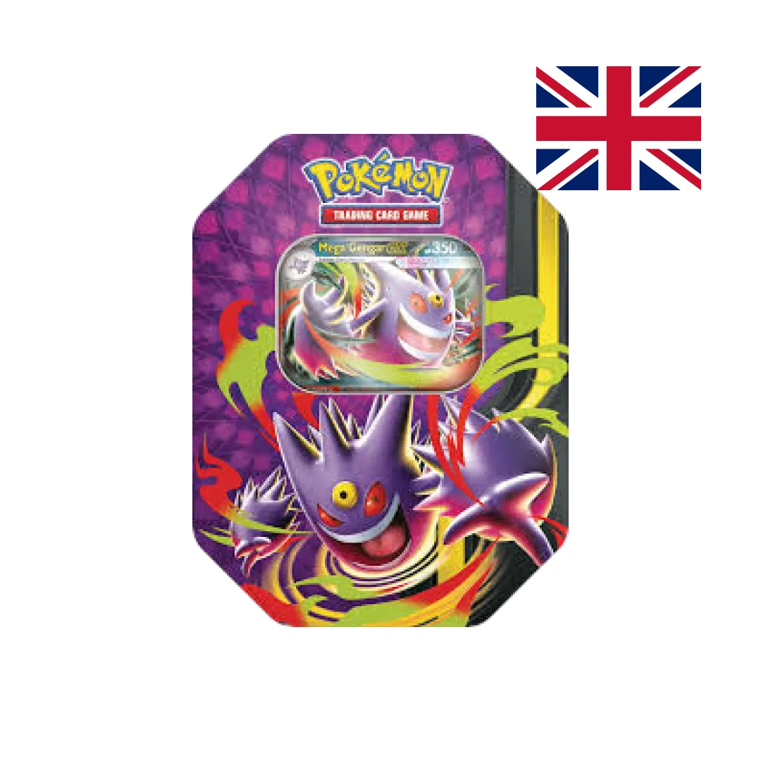 Mega Gengar-ex Collector Tin from the Moonlit line Pokémon TCG, metal tin with window