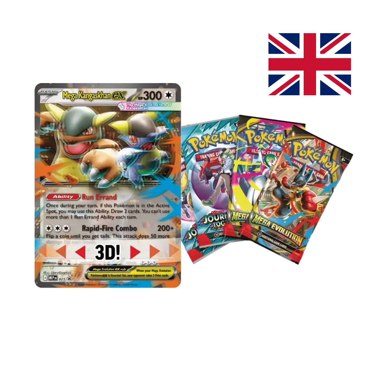 Contenuto Mega Kangaskhan-ex Box: carta promozionale olografica 3D e 4 buste espansione Pokémon TCG