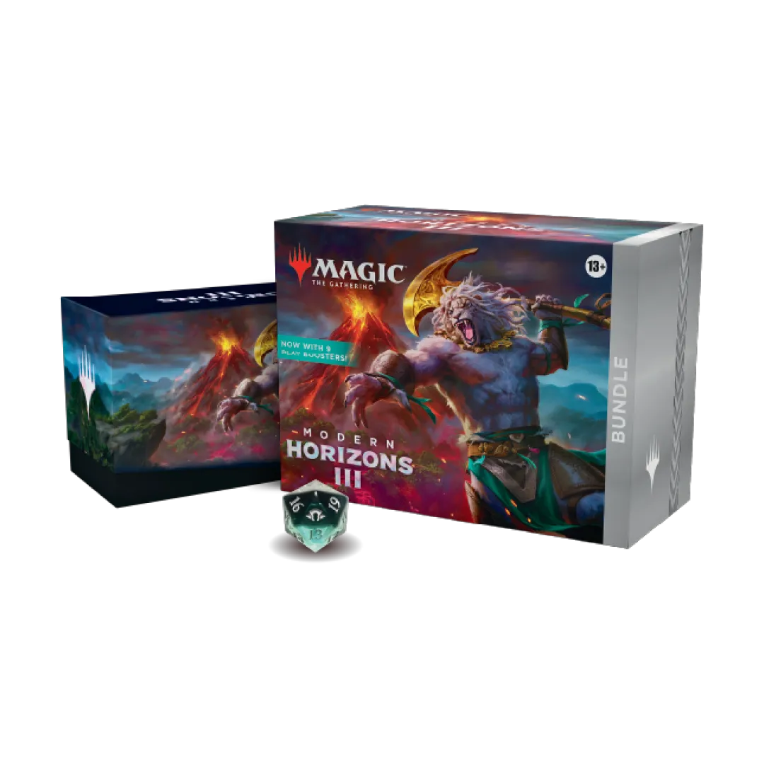  Il bundle di magic the gathering contiene 9 buste Orizzonti di Modern 3, 30 carte terra, 1 carta foil esclusiva, dado Spindown, e molto altro!