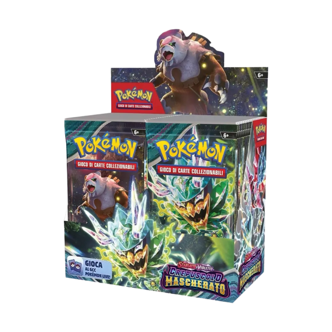 Display da 36 Bustine dell'espansione Pokémon Scarlatto e Violetto Crepuscolo Mascherato
