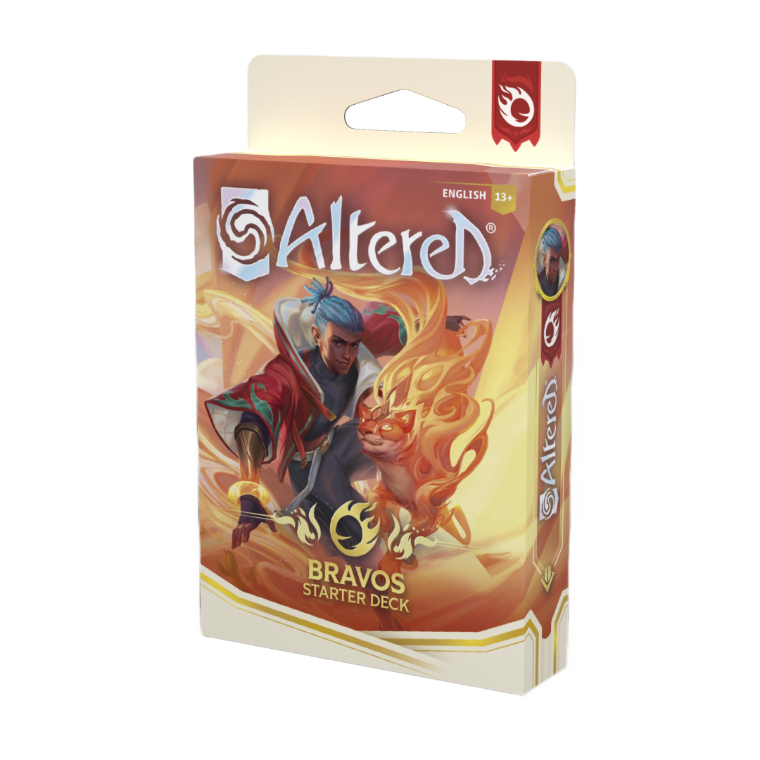 Diversa prospettiva box con Illustrazione starter deck di Bravos con con Kojo il Runner e Booda