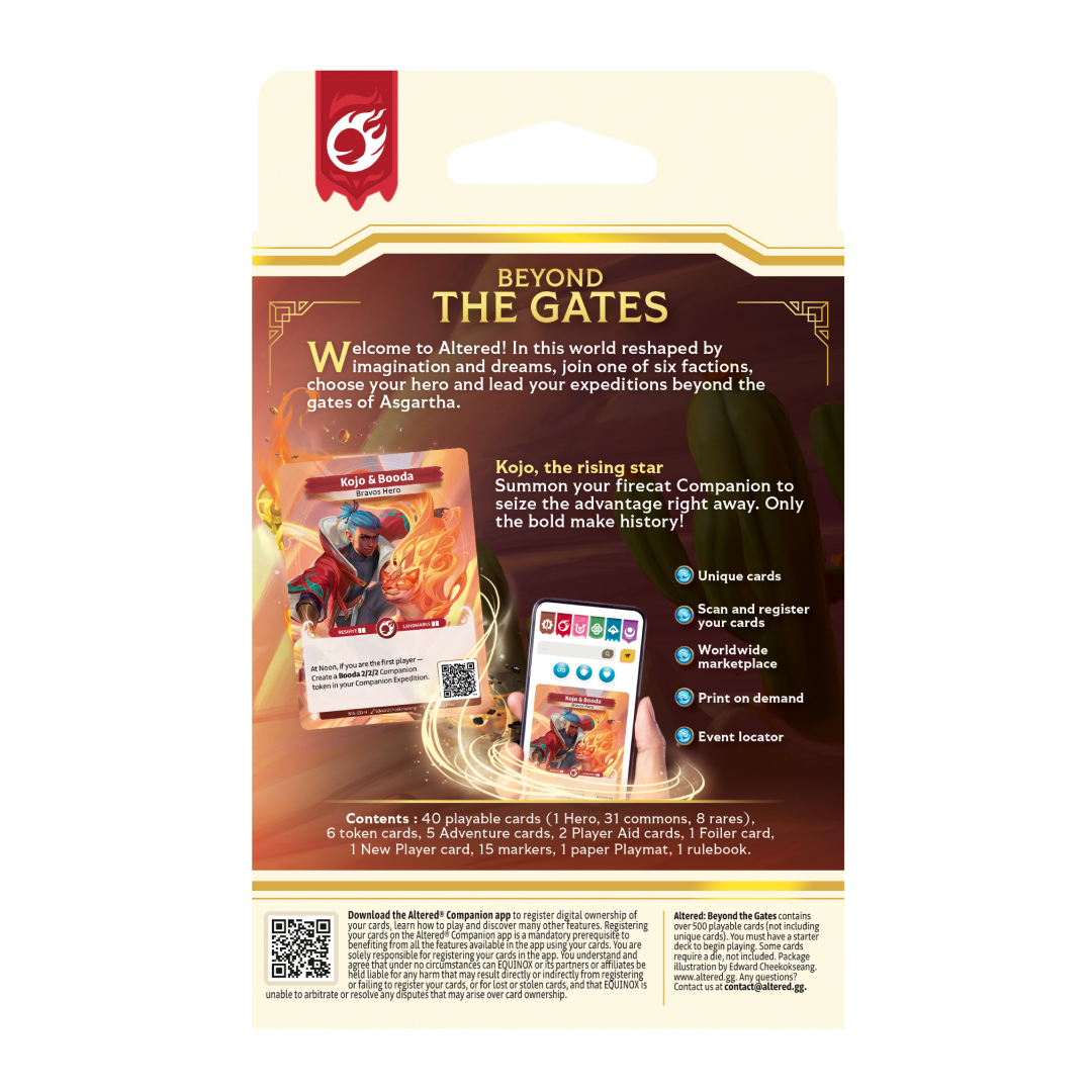 Retro Illustrazione starter deck di Bravos con con Kojo il Runner e Booda