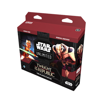 Confezione di Twilight of the Republic Starter Deck di Star Wars Unlimited TCG, con illustrazioni di Ahsoka Tano e Generale Grievous