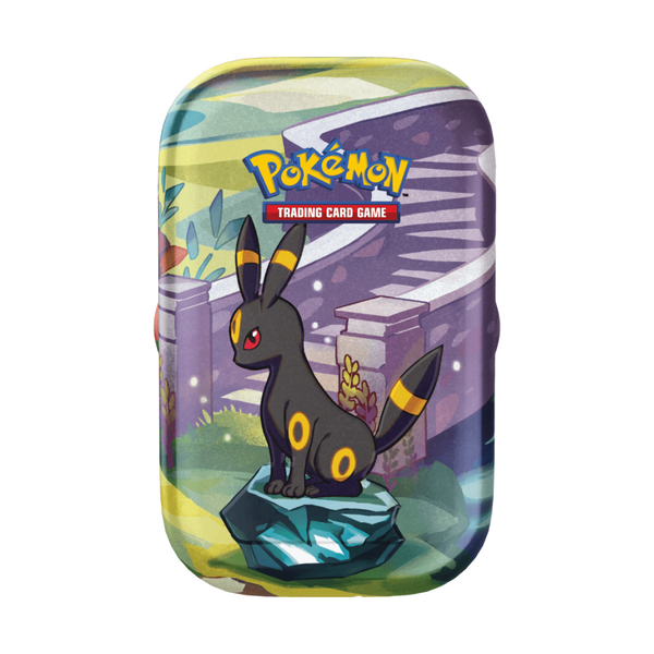 Immagine del prodotto raffigurante Umbreon su una Mini Tin della collezione Evoluzioni Prismatiche.