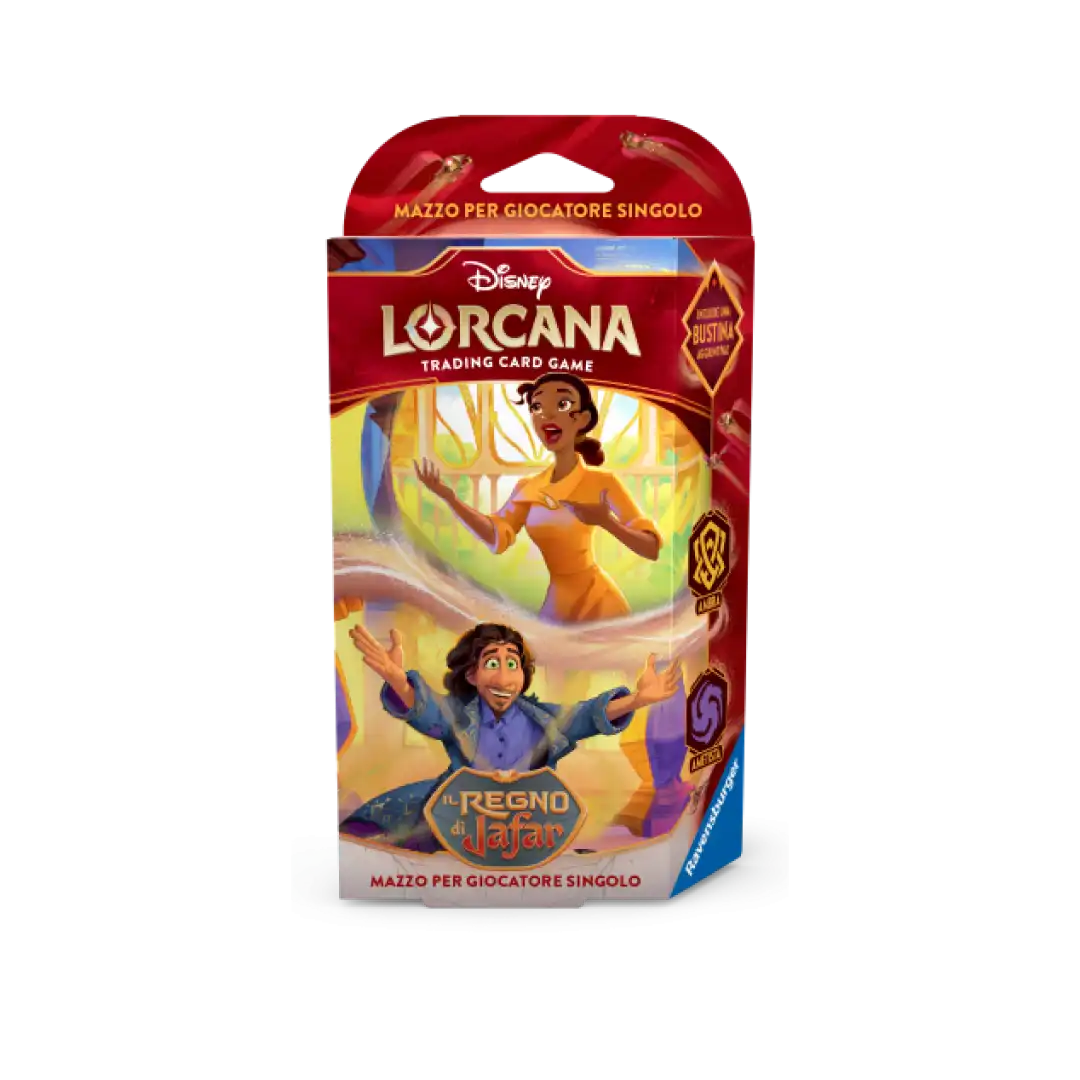 Starter Deck Ambra/Ametista Disney Lorcana Il Regno di Jafar con Tiana e Bruno