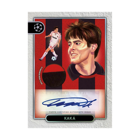 Carta da collezione Kaká Topps con memorabilia AC Milan e autografo.