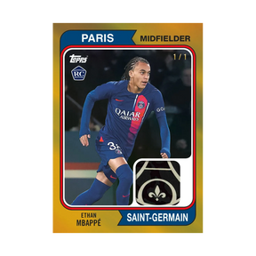 Carta rookie Topps di Ethan Mbappé del Paris Saint-Germain, 1/1