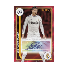 Carta autografata di Cristiano Ronaldo in divisa del Real Madrid, parte della collezione Merlin Chrome