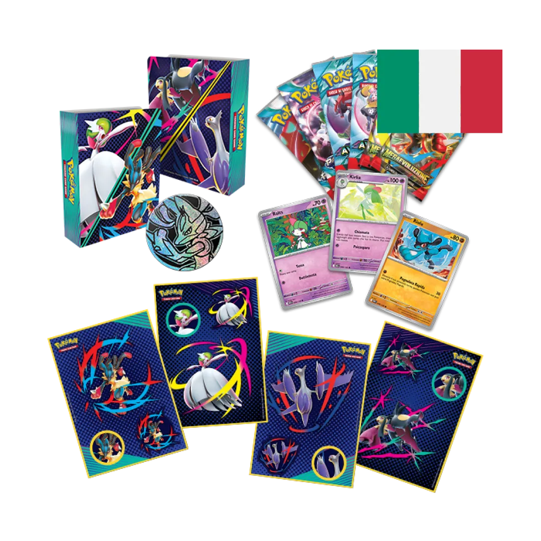Set di bustine e accessori del bauletto con Mega Lucario e Gardevoir