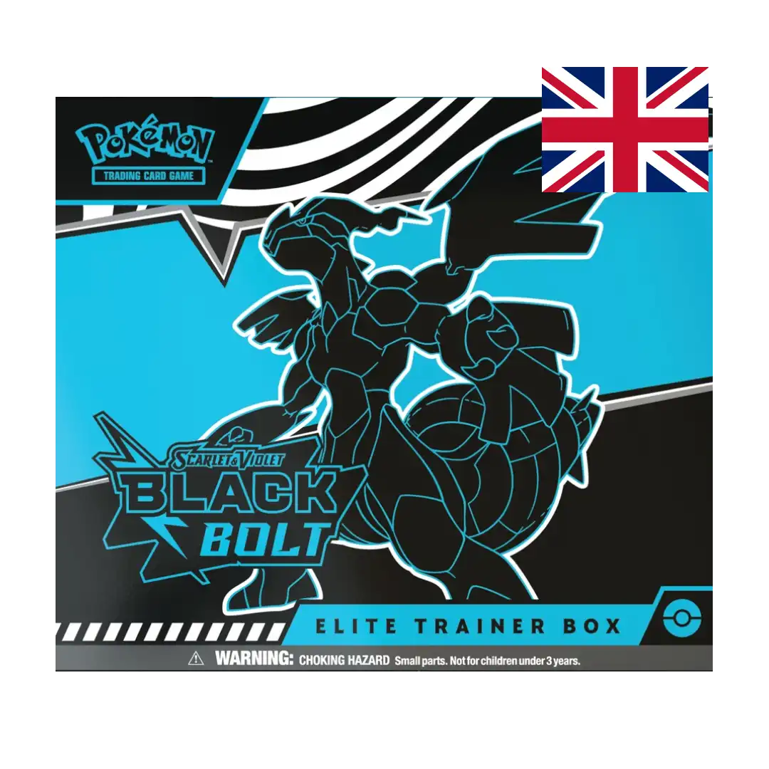 L'Elite Trainer Box Black Bolt rivela la qualità premium della confezione e la cura nei dettagli grafici. Il design si estende su tutti i lati, creando un'esperienza visiva coinvolgente che celebra la potenza fulminea di Zekrom.