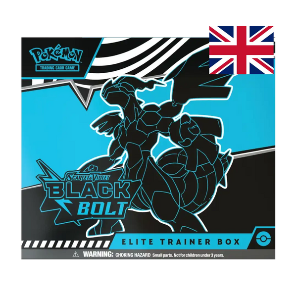 L'Elite Trainer Box Black Bolt rivela la qualità premium della confezione e la cura nei dettagli grafici. Il design si estende su tutti i lati, creando un'esperienza visiva coinvolgente che celebra la potenza fulminea di Zekrom.