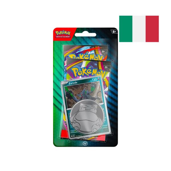 Blister 2 buste con carta promo foil Zarude e moneta – Pokémon GCC ITA