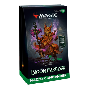 Vista angolare del Mazzo Commander Schiere di Scoiattoli di Bloomburrow per Magic: The Gathering.