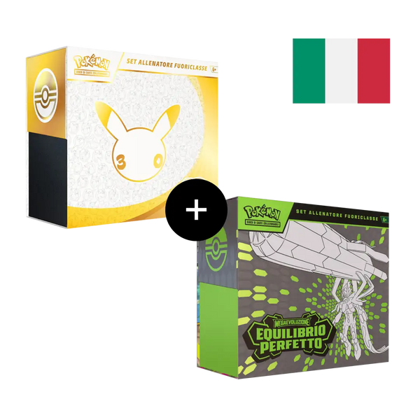 Bundle con i due Set Allenatore Fuoriclasse Pokémon: 30° Anniversario e Megaevoluzione Equilibrio Perfetto, edizione italiana