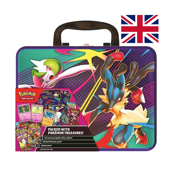 Bauletto da collezione in metallo robusto con Mega Lucario ex e Mega Gardevoir ex