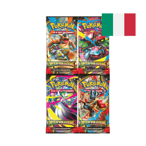 Quattro bustine Pokemon con Venosaur, Gardevoir, Lucario e Kangaskhan.
