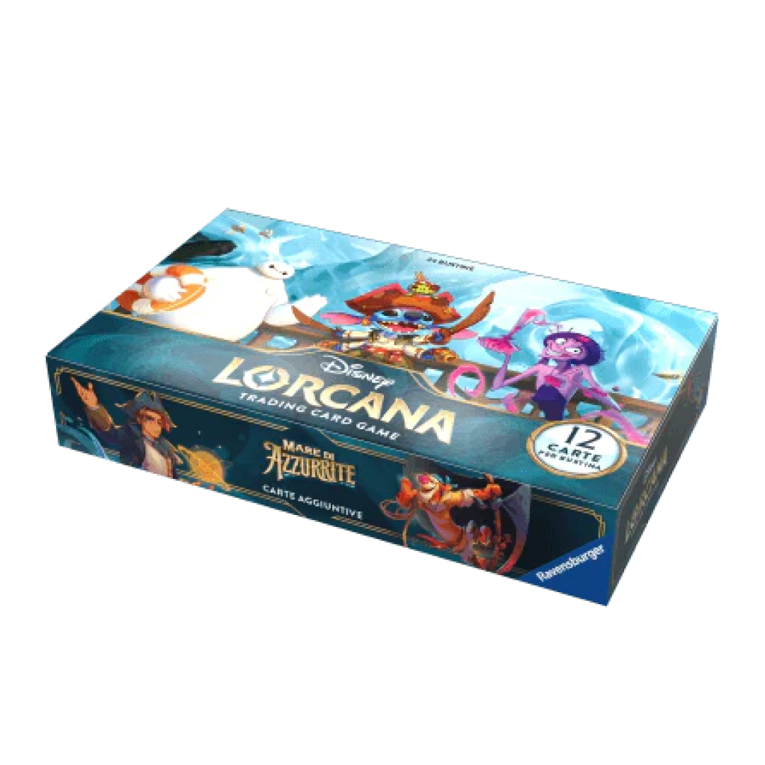 Confezione chiusa del Disney Lorcana Mare di Azzurrite Display Booster Box con 12 carte per bustina (ITA)