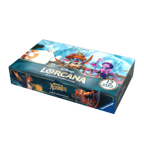 Confezione chiusa del Disney Lorcana Mare di Azzurrite Display Booster Box con 12 carte per bustina (ITA)