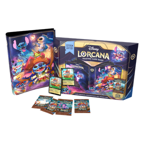 Disney Lorcana Stitch Collector's Gift Set con 4 Booster Packs, portfolio, e carte TCG Azurite Sea