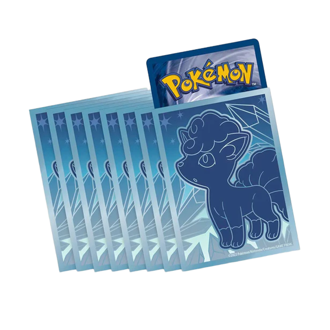 Custodie per carte Pokémon Silver Tempest Elite Trainer Box con illustrazione di Alolan Vulpix in sfondo blu e ghiacciato