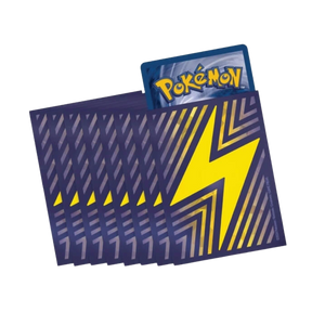 Bustine protettive per carte Pokémon del Set Allenatore Fuoriclasse Scintille Folgoranti con design a fulmine giallo su sfondo blu