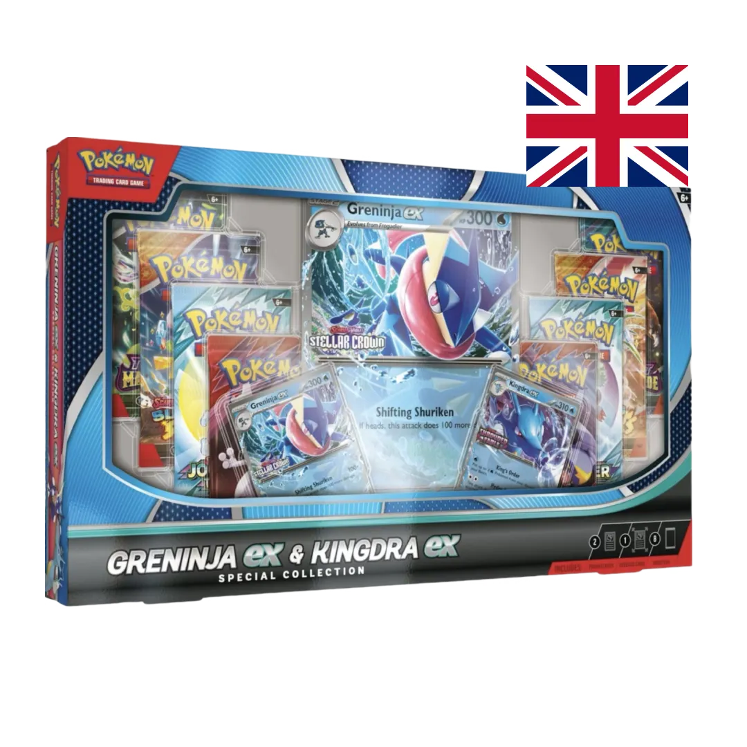Special Collection con carte promozionali Greninja ex e Kingdra ex più carta oversized esclusiva e 8 bustine booster