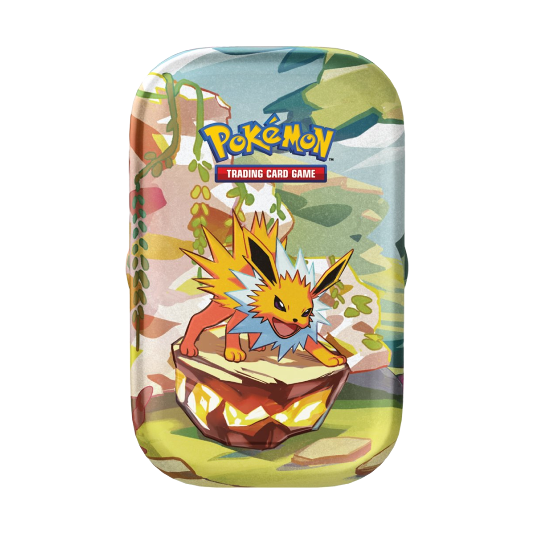 Immagine del prodotto raffigurante Jolteon su una Mini Tin della collezione Evoluzioni Prismatiche.