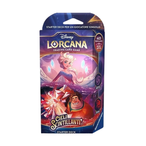 Starter Deck di Lorcana: Cieli Scintillanti con Elsa e Ralph Spaccatutto sulla confezione.