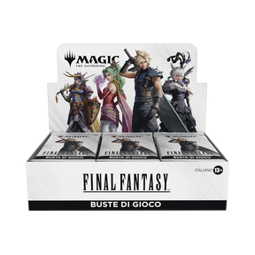 Box Final Fantasy - Play Booster Display da 30 buste per Magic: The Gathering. Include 14 carte per busta con possibilità di carte foil e rare mitiche.