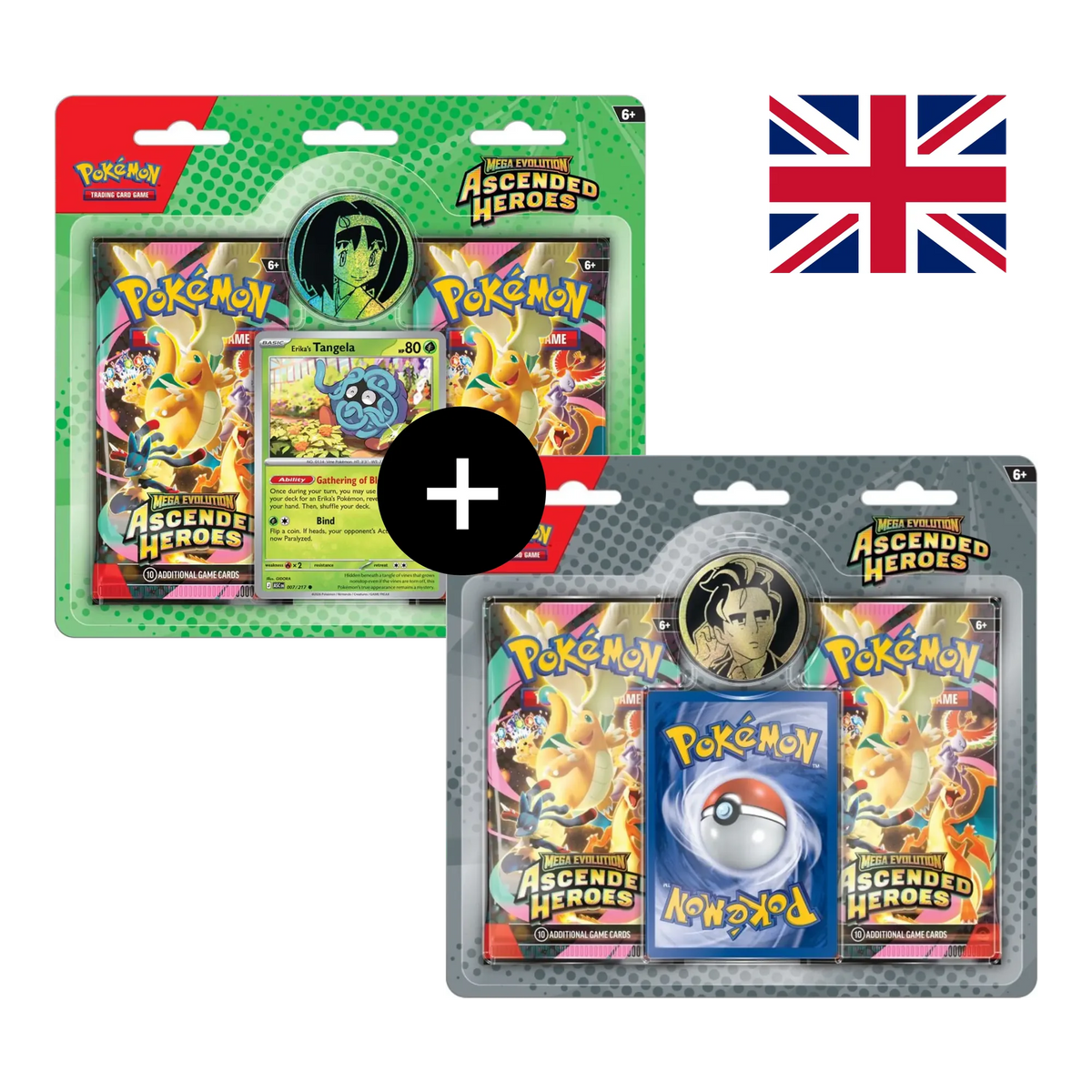 Blister 2 Buste Erika Ubaldo Ascesa Eroica Pokémon TCG ENG - Confezione