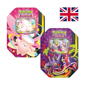Moonlit Bundle Pokémon TCG with both Collector Tins, Mega Gengar-ex and Mega Clefable-ex, in English