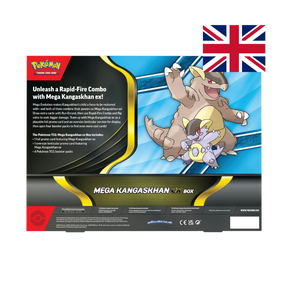 Retro confezione Mega Kangaskhan-ex Box con descrizione meccanica Rapid-Fire Combo e 4 buste espansione GCC Pokémon
