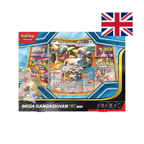 Fronte confezione Mega Kangaskhan-ex Box con carta promozionale foil e carte lenticolari in evidenza