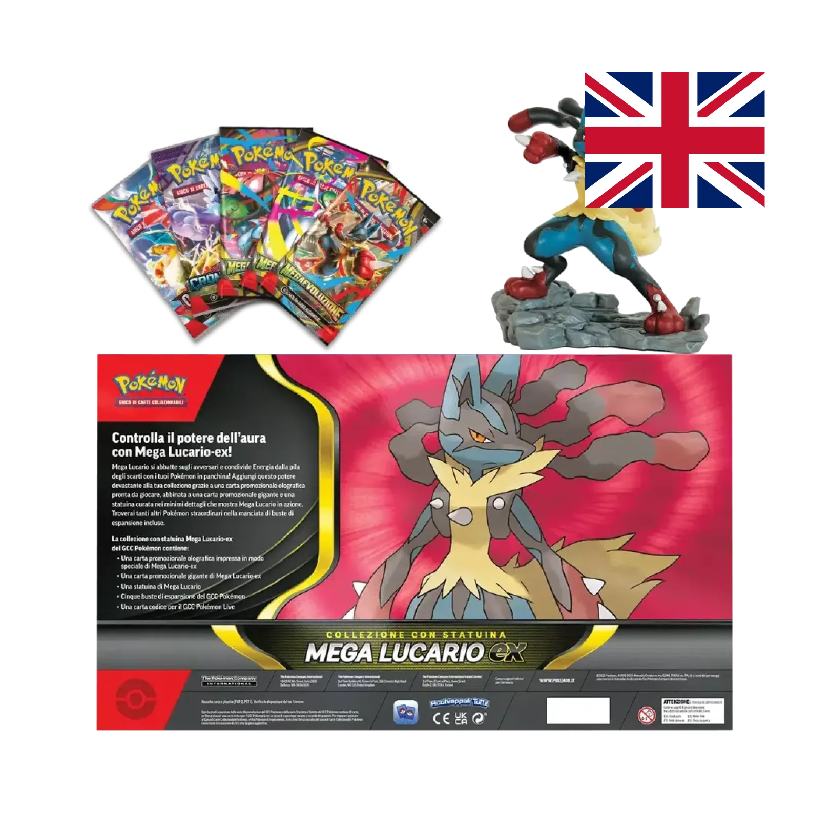 Mega Lucario-ex Figure Collection retro confezione con contenuti premium
