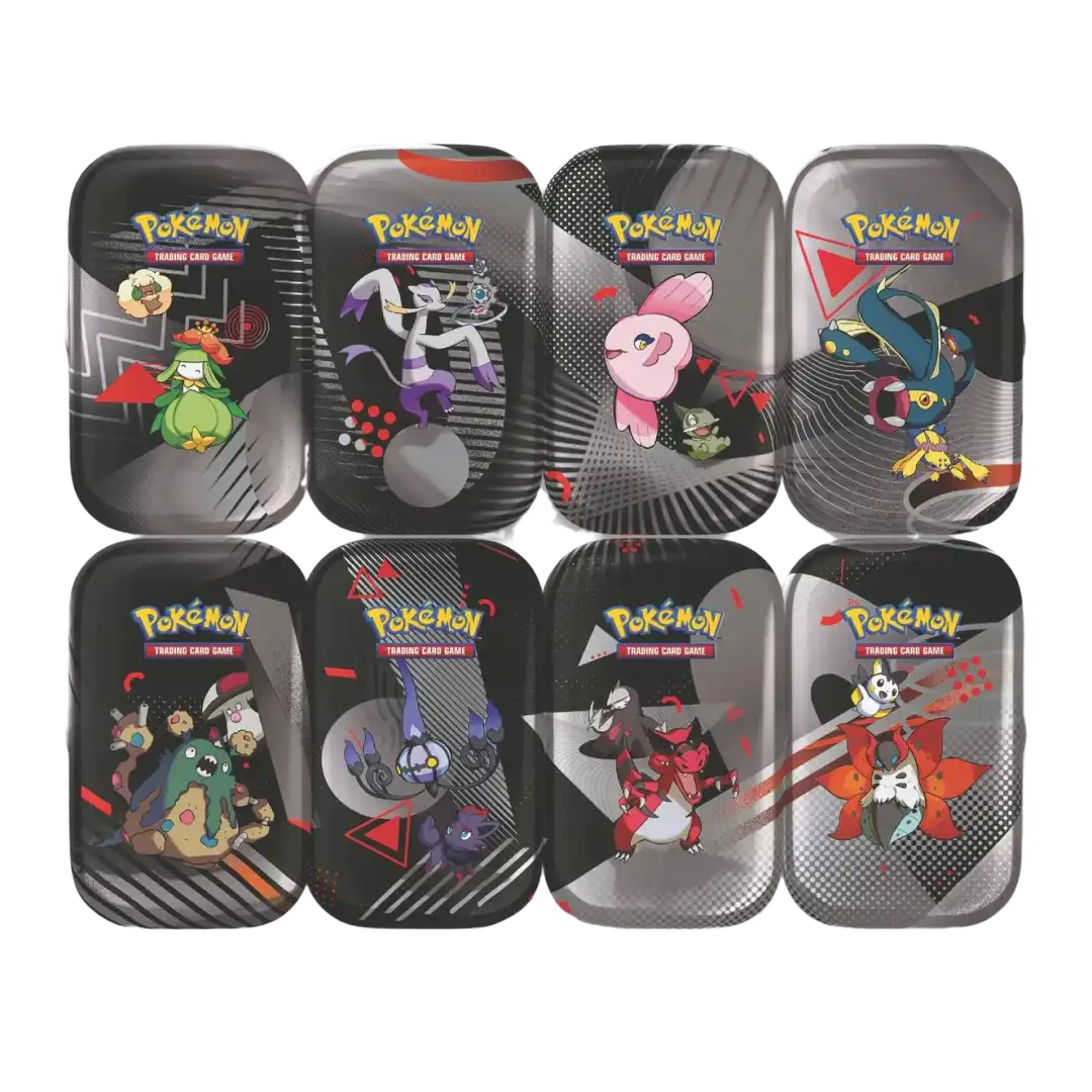 Pokemon Mini Tin Set 8 Artwork Collection Black Bolt White Flare quinta generazione Unova completo