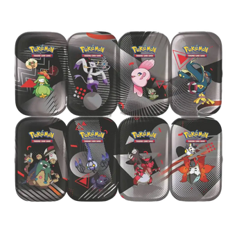 Pokemon Mini Tin Set 8 Artwork Collection Black Bolt White Flare quinta generazione Unova completo