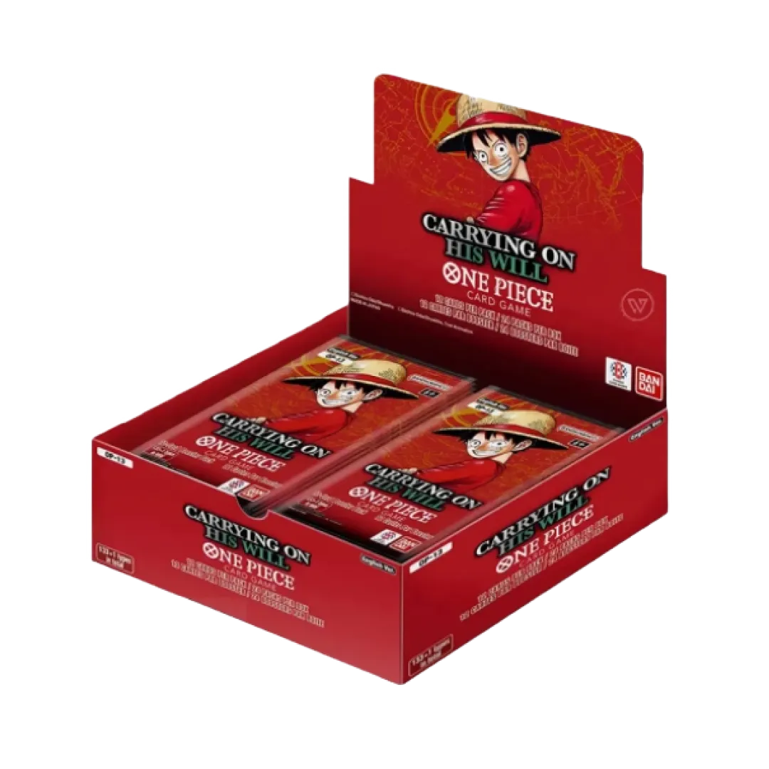Box Display OP13 Carrying on His Will One Piece Card Game con illustrazione di Monkey D. Luffy 3° anniversario