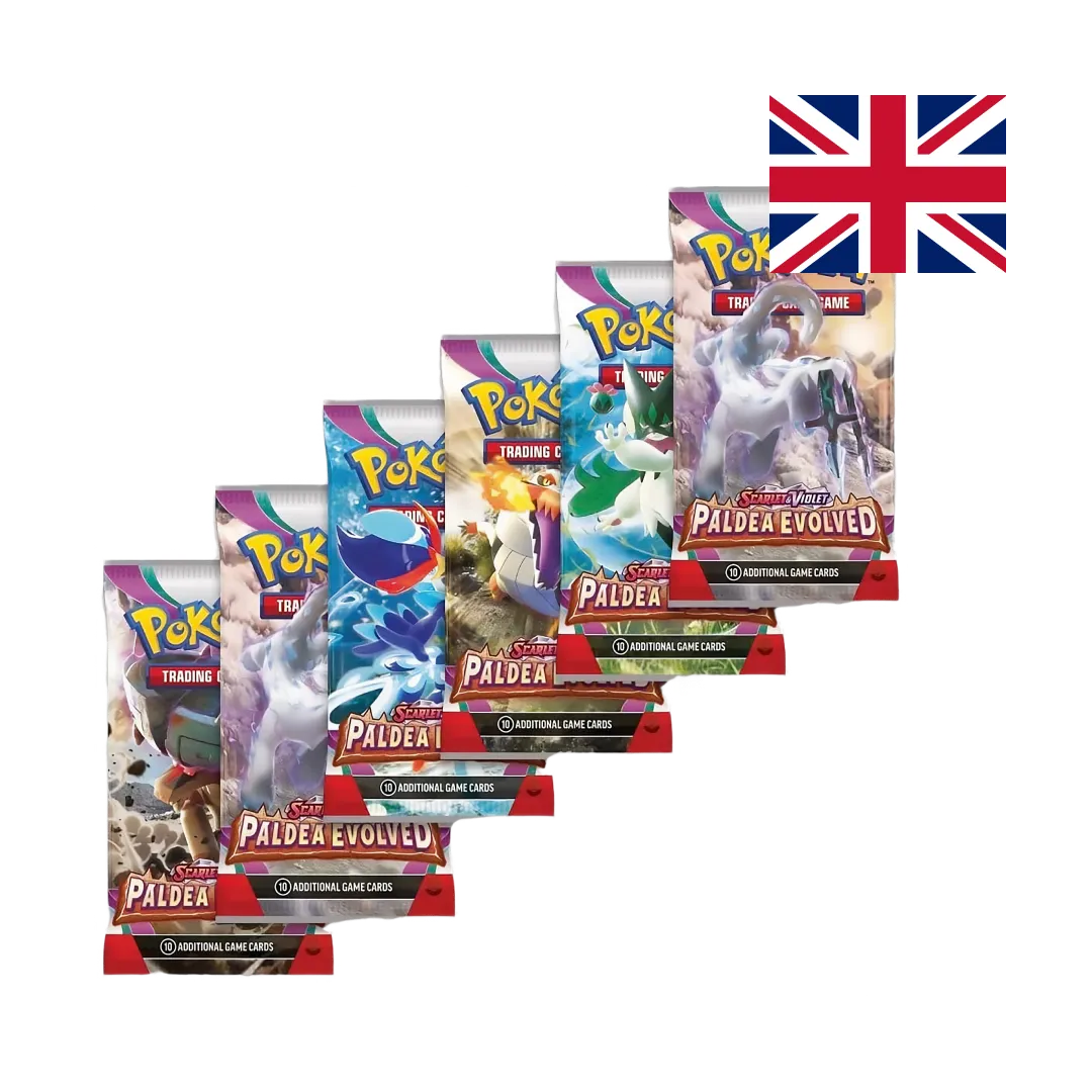 Pokemon Paldea Evolved bustine booster singole con artwork Meowscarada Skeledirge Quaquaval