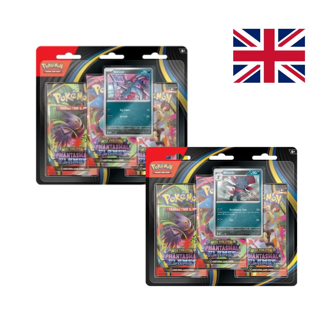 3 Pack Blister Phantasmal Flames con carta promo esclusiva Pokémon TCG