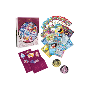 Pokémon Calendario delle Feste 2025 contenuti completi con calendario aperto bustine TCG carte fogli adesivi e monete da gioco