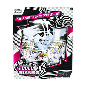 Pokémon Collezione con Raccoglitore Fuoco Bianco vista frontale con Reshiram leggendario e bustine espansione